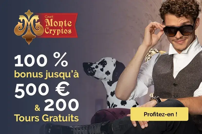Banner with monte cryptos casino bonus offer
